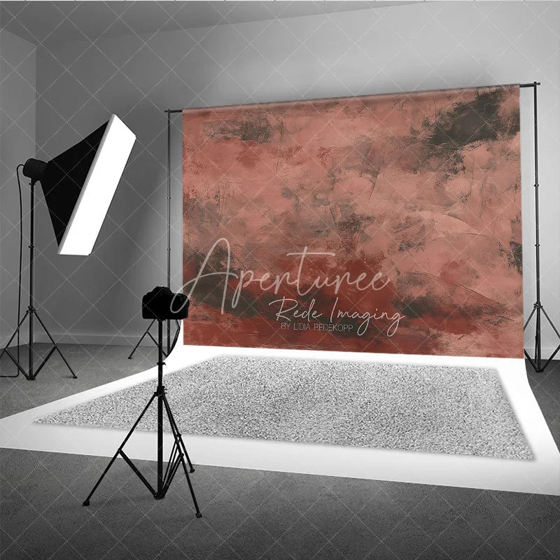 Aperturee - Aperturee Muted Reddish Brown Dark Grey Abstract Photography Backdrop Textured Vintage Grunge Style for Studio Portraits
