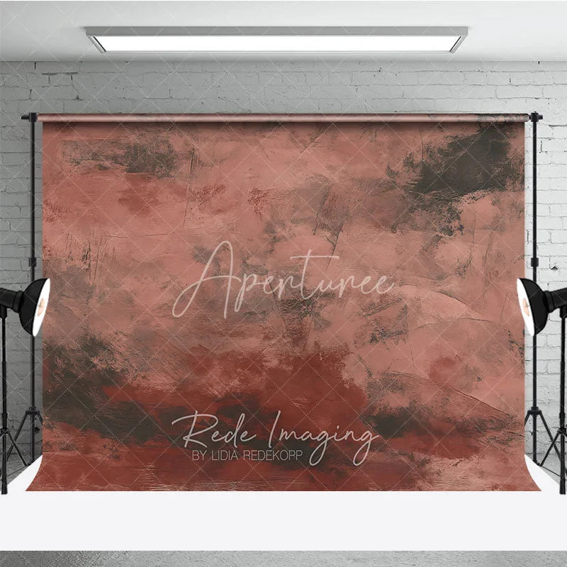 Aperturee - Aperturee Muted Reddish Brown Dark Grey Abstract Photography Backdrop Textured Vintage Grunge Style for Studio Portraits