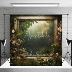 Aperturee - Aperturee Mysterious Misty Forest Window View Room Set Backdrop Gothic Arched Window Photography Background