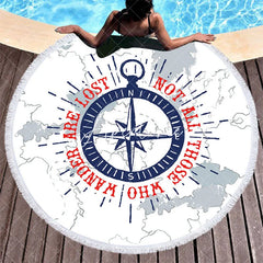 Aperturee - Aperturee Mysterious Simple Compass Journey Round Beach Towel