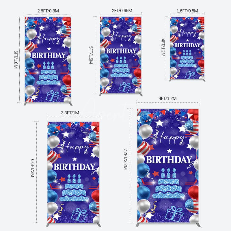 Aperturee - Aperturee National Flag Balloons Sweet Birthday Rectangle Backdrop
