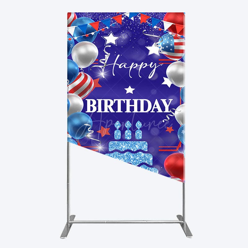 Aperturee - Aperturee National Flag Balloons Sweet Birthday Rectangle Backdrop