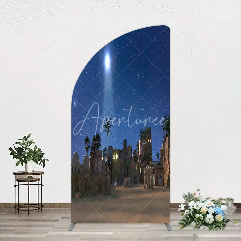 Aperturee - Aperturee Nativity Scene Half Moon Arch Backdrop Star of Bethlehem Christmas Night Religious