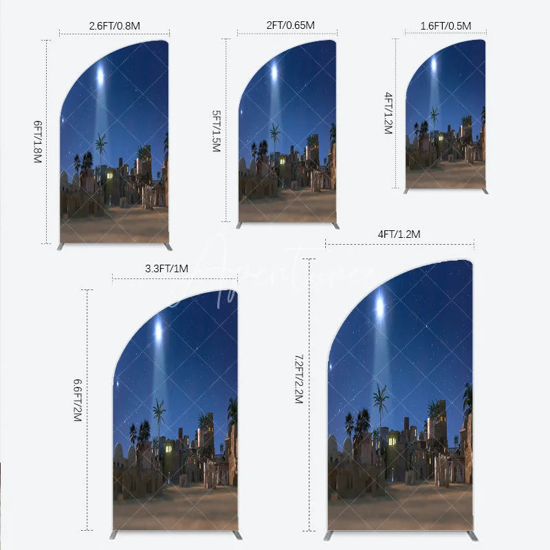 Aperturee - Aperturee Nativity Scene Half Moon Arch Backdrop Star of Bethlehem Christmas Night Religious