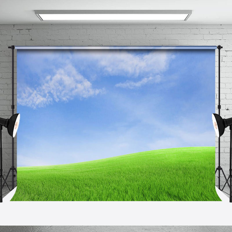 Aperturee - Aperturee Natural Landscape Of Grassland Under Blue Sky Backdrop