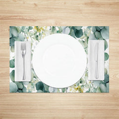 Aperturee - Aperturee Natural Spring Greenery Dining Set of 4 Placemats