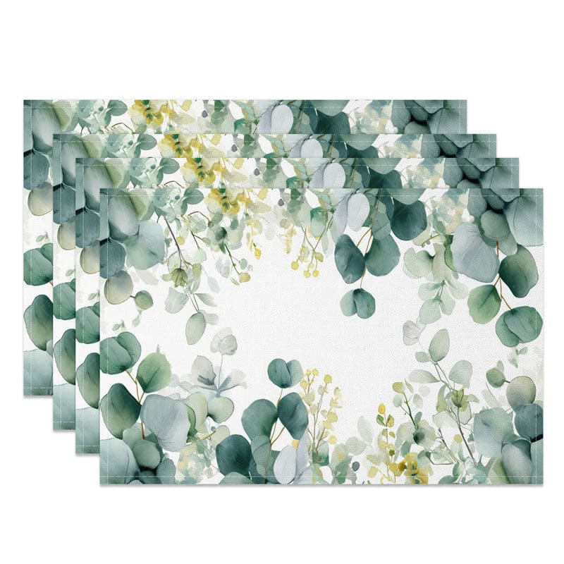 Aperturee - Aperturee Natural Spring Greenery Dining Set of 4 Placemats
