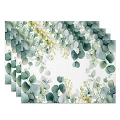 Aperturee - Aperturee Natural Spring Greenery Dining Set of 4 Placemats