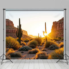 Aperturee - Aperturee Natural Sunrise Desert Hills Cactus Photo Backdrop
