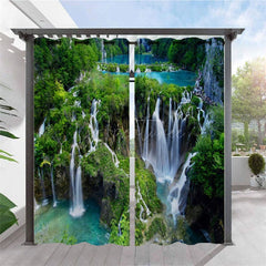 Aperturee - Aperturee Natural Waterwall Waterproof Printed Outdoor Curtains For Cabana
