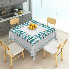 Aperturee - Aperturee Nautical Colorful Fish Border Rectangle Tablecloth Coastal Summer Dining Table Cover for Beach Party