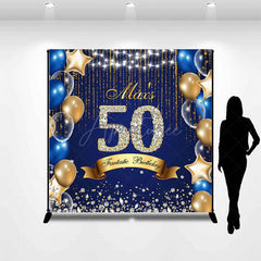 Aperturee - Aperturee Navy Balloons Diamonds Custom 50th Birthday Backdrop