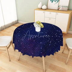Aperturee - Aperturee Navy Blue Starry Sky Round Tablecloth Deep Space Universe Galaxy Theme for Dinner Party Decoration