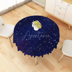 Aperturee - Aperturee Navy Blue Starry Sky Round Tablecloth Deep Space Universe Galaxy Theme for Dinner Party Decoration