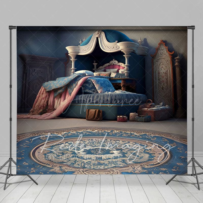 Aperturee - Aperturee Navy Royal Retro Princess Bedroom Photo Backdrop