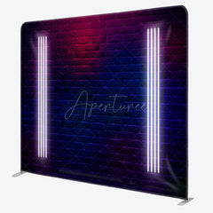 Aperturee - Aperturee Neon Glow Photo Brick Wall Square Tension Backdrop