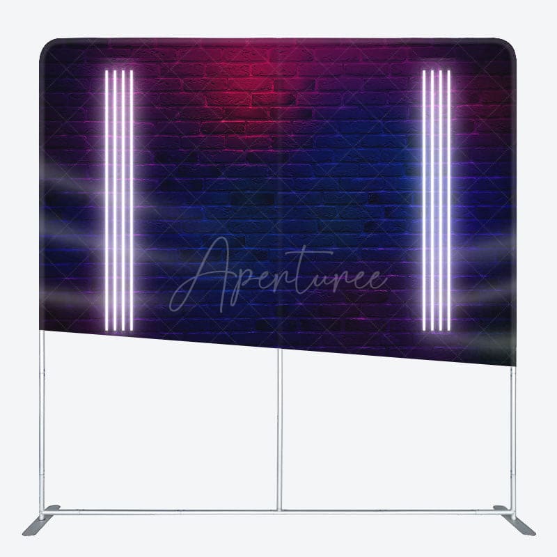 Aperturee - Aperturee Neon Glow Photo Brick Wall Square Tension Backdrop