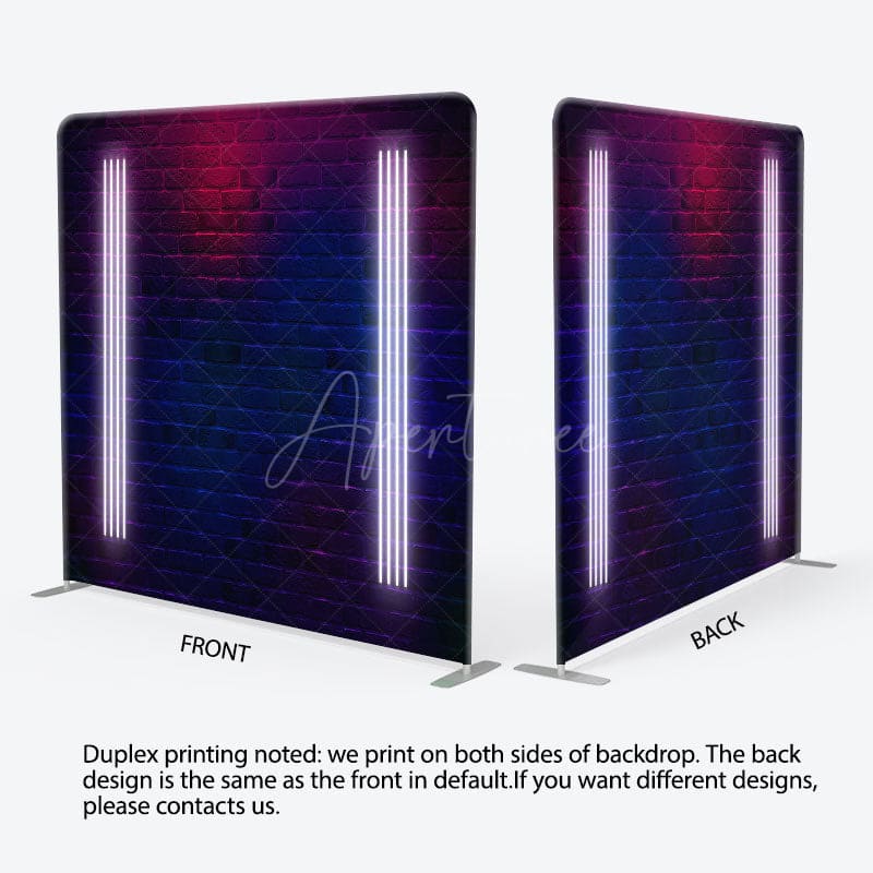 Aperturee - Aperturee Neon Glow Photo Brick Wall Square Tension Backdrop