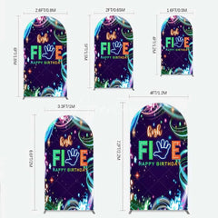 Aperturee - Aperturee Neon High Five Birthday Arch Backdrop Glow Party 5th Birthday Photography Background