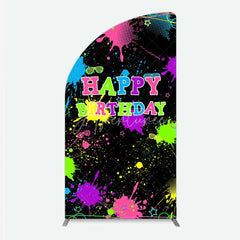 Aperturee - Aperturee Neon Splatter Pajama Party Half Moon Arch Backdrop Glow Paint Sleepover Photography Background