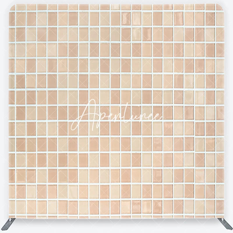 Aperturee - Aperturee Neutral Beige Cream Mosaic Tile Pattern Square Double-Sided Backdrop Versatile Modern Minimalist Photography