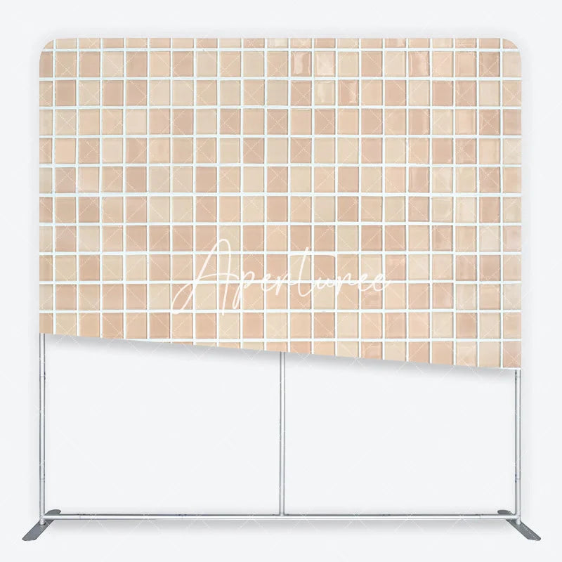 Aperturee - Aperturee Neutral Beige Cream Mosaic Tile Pattern Square Double-Sided Backdrop Versatile Modern Minimalist Photography