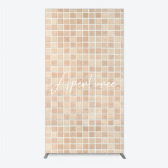 Aperturee - Aperturee Neutral Beige Tan Mosaic Tile Pattern Rectangle Arch Backdrop Elegant Textured Photo Background for Events