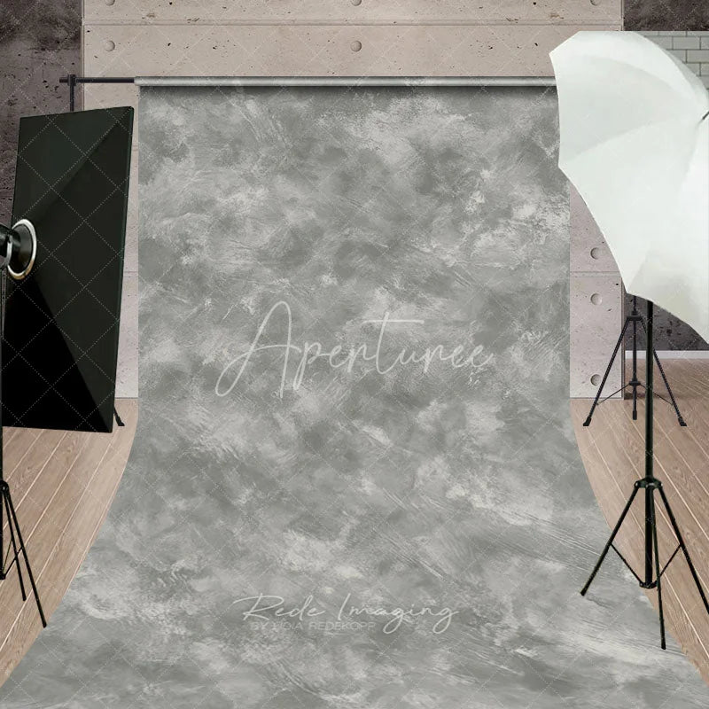 Aperturee - Aperturee Neutral Gray Textured Abstract Sweep Backdrop Hand-painted Plaster Effect for Professional Studio Photography