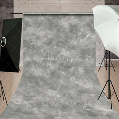 Aperturee - Aperturee Neutral Gray Textured Abstract Sweep Backdrop Hand-painted Plaster Effect for Professional Studio Photography