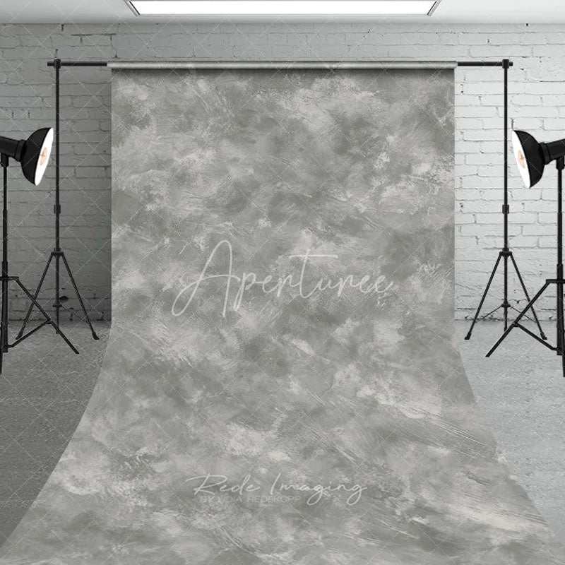 Aperturee - Aperturee Neutral Gray Textured Abstract Sweep Backdrop Hand-painted Plaster Effect for Professional Studio Photography