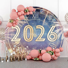 Aperturee - Aperturee New Year’s Eve 2026 Countdown Clock Round Backdrop Gold Fireworks and Glitter Elegant Midnight Party Decor