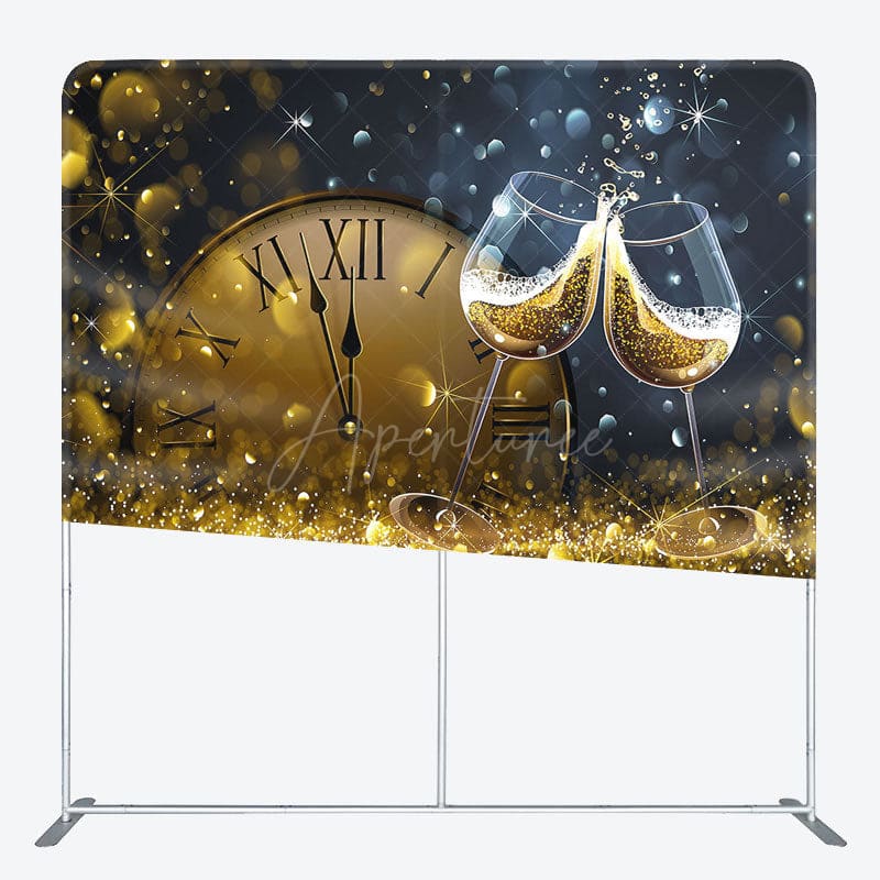 Aperturee - Aperturee Night Clock Champagne New Year Pillow Case Backdrop