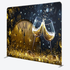 Aperturee - Aperturee Night Clock Champagne New Year Pillow Case Backdrop