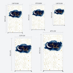 Aperturee - Aperturee Night Gold Stars Oh Baby Gender Reveal Rectangle Backdrop