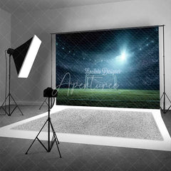 Aperturee - Aperturee Night Soccer Field Stadium Backdrop Goalpost Sports Game Photography Background