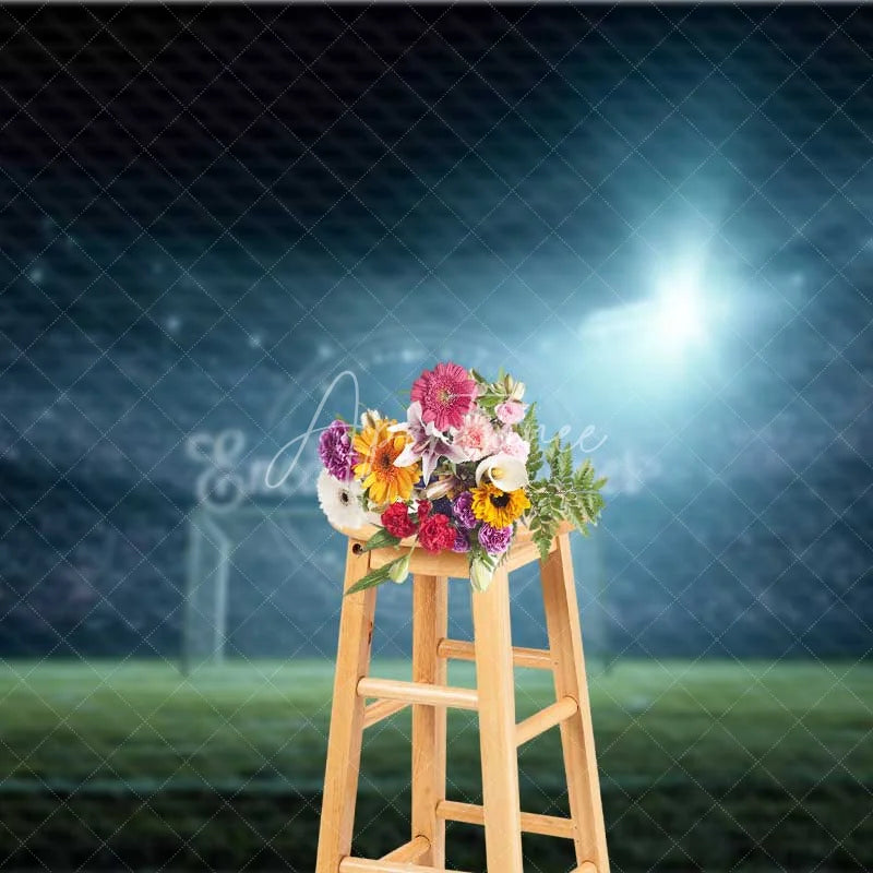 Aperturee - Aperturee Night Soccer Field Stadium Backdrop Goalpost Sports Game Photography Background