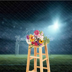 Aperturee - Aperturee Night Soccer Field Stadium Backdrop Goalpost Sports Game Photography Background