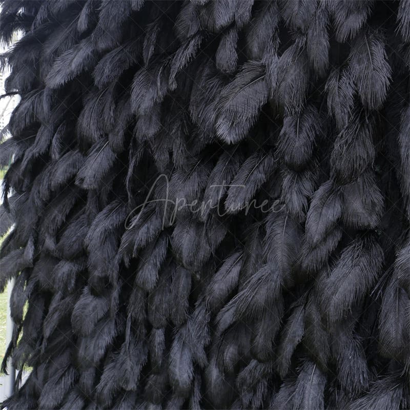 Aperturee - Aperturee Noble Black Faux Feather Decor Wall Panels Wholesale