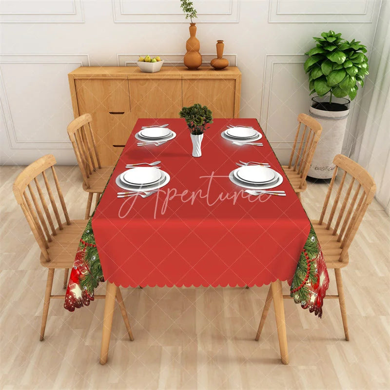 Aperturee - Aperturee Nordic Christmas Rectangle Tablecloth Blue and White Fair Isle Reindeer Snowflake Winter Holiday Table Cover