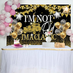 Aperturee - Aperturee Not Old But Classic Glitter Balloon Birthday Backdrop