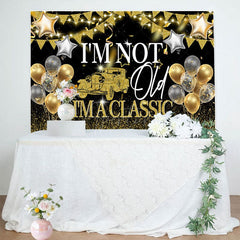 Aperturee - Aperturee Not Old But Classic Glitter Balloon Birthday Backdrop