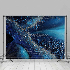Aperturee - Aperturee Ocean Blue Fluid Flow and Pearl Bubbles Backdrop Abstract Art Photography Background Elegant Birthday Decor