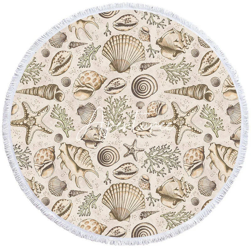 Aperturee - Aperturee Oceanic Summer Vibe Pattern Cute Round Beach Towel