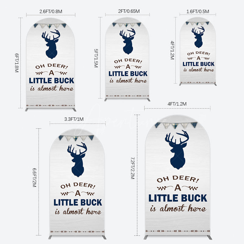 Aperturee - Aperturee Oh Dear A Little Buck Flag Baby Shower Arch Backdrop