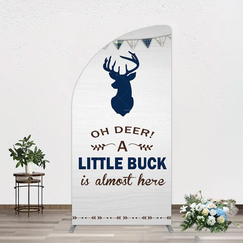 Aperturee - Aperturee Oh Dear A Little Buck Flag Baby Shower Half Moon Arch Backdrop
