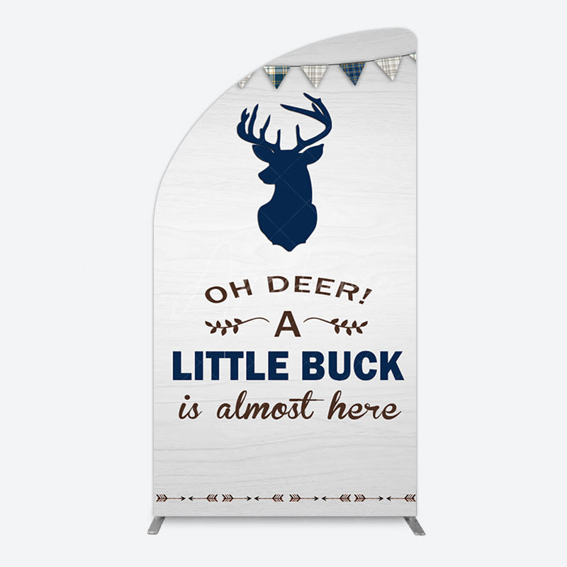 Aperturee - Aperturee Oh Dear A Little Buck Flag Baby Shower Half Moon Arch Backdrop