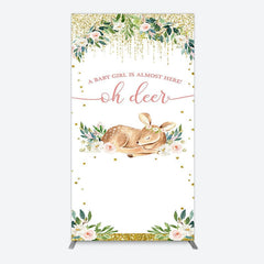 Aperturee - Aperturee Oh Deer Floral Boho Sweet Baby Shower Rectangle Backdrop