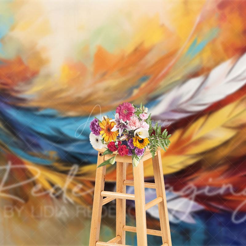 Aperturee - Aperturee Oil Painted Vibrant Feather Fine Art Photo Backdrop