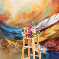 Aperturee - Aperturee Oil Painted Vibrant Feather Fine Art Photo Backdrop