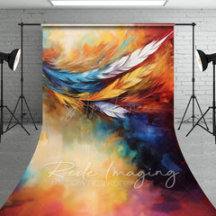 Aperturee - Aperturee Oil Painted Vibrant Feather Fine Art Sweep Backdrop